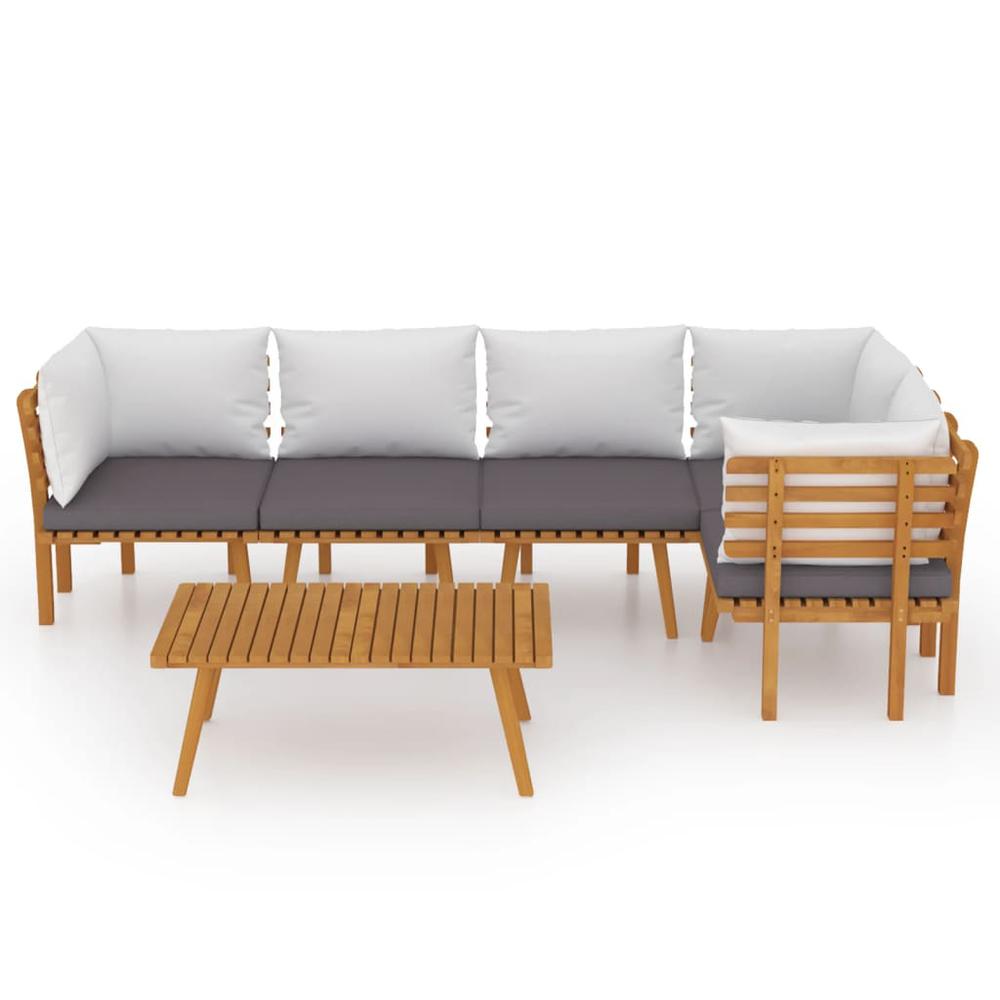 vidaXL 6 Piece Patio Lounge Set with Cushions Solid Acacia Wood, 3087014. Picture 3