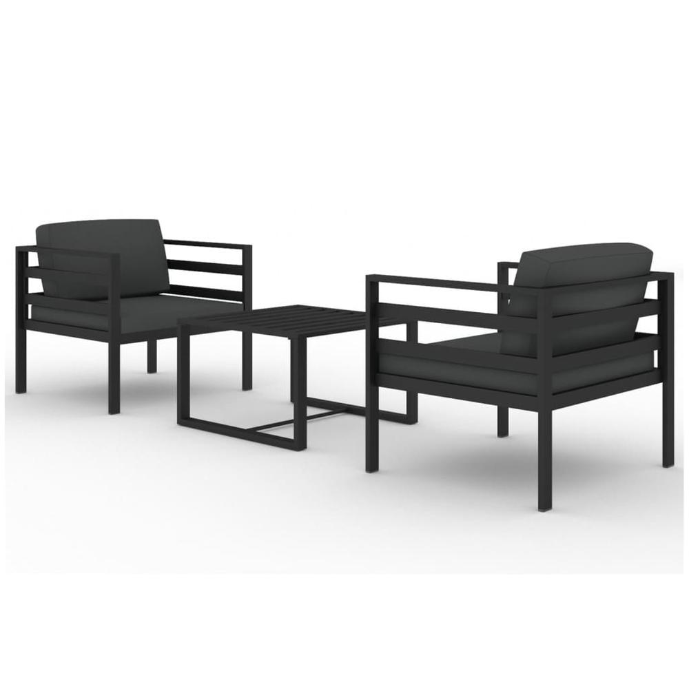 vidaXL 3 Piece Patio Lounge Set with Cushions Aluminum Anthracite, 3107780. Picture 2