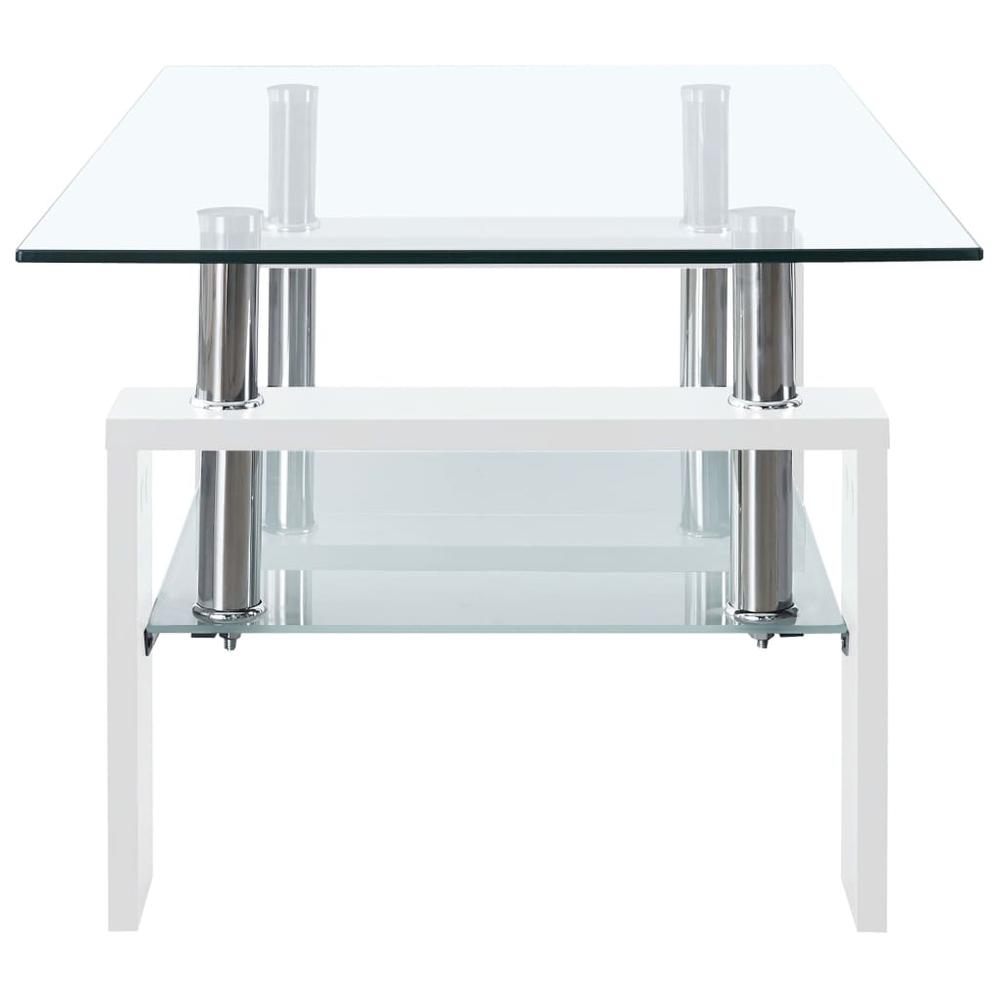 vidaXL Coffee Table White and Transparent 37.4"x21.7"x15.7" Tempered Glass. Picture 3