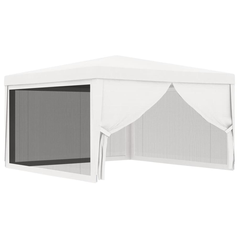 vidaXL Party Tent with 4 Mesh Sidewalls 13.1'x13.1' White. Picture 2