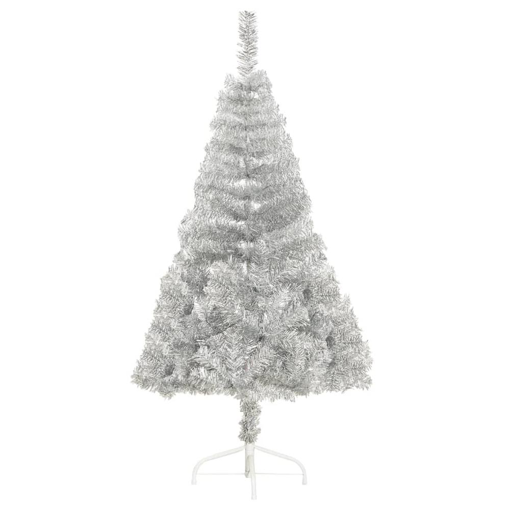 vidaXL Artificial Half Christmas Tree with Stand Silver 47.2" PVC. Picture 3