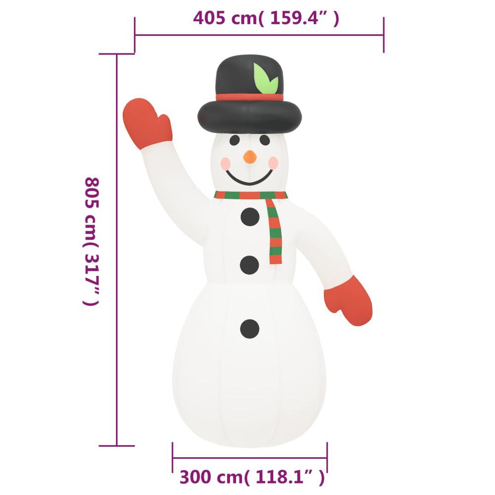 vidaXL Christmas Inflatable Snowman with LEDs 316.9". Picture 12