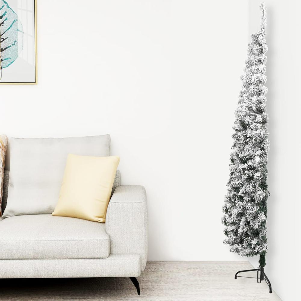 vidaXL Slim Artificial Half Christmas Tree with Flocked Snow 47.2". Picture 1