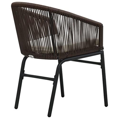 vidaXL Garden Chairs 2 pcs Brown PVC Rattan, 48136. Picture 3