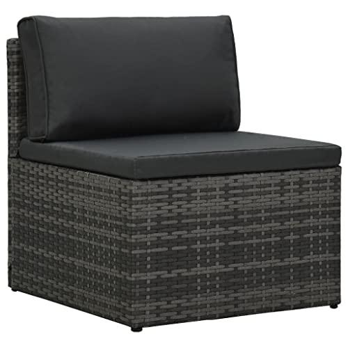 vidaXL 5 Piece Garden Lounge Set with Cushions Poly Rattan Gray, 48148. Picture 8