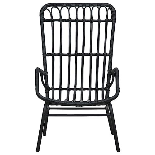 vidaXL Garden Chair Poly Rattan Black, 48581. Picture 3