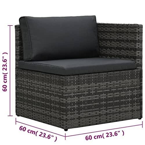 vidaXL 5 Piece Garden Lounge Set with Cushions Poly Rattan Gray, 48148. Picture 4