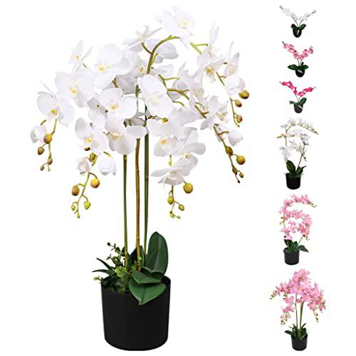 vidaXL Artificial Orchid Plant with Pot 29.5" White, 244425. Picture 2