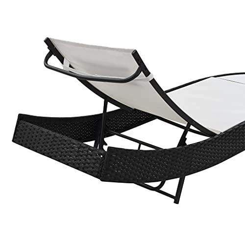 vidaXL Sun Lounger with Pillow Poly Rattan Black, 44718. Picture 5