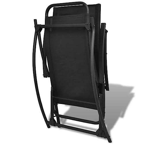 vidaXL Garden Rocking Chair Steel and Textilene Black, 42158. Picture 7