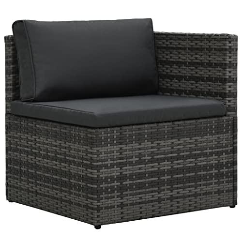 vidaXL 5 Piece Garden Lounge Set with Cushions Poly Rattan Gray, 48148. Picture 6