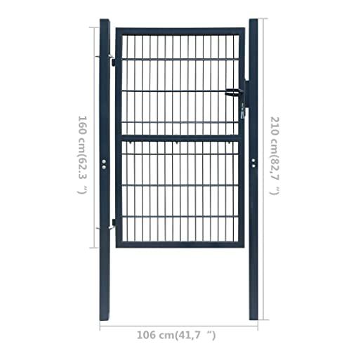 vidaXL 2D Fence Gate (Single) Green 41.7" x 74.8", 141750. Picture 4