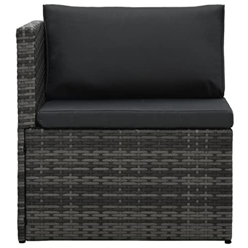 vidaXL 5 Piece Garden Lounge Set with Cushions Poly Rattan Gray, 48148. Picture 7