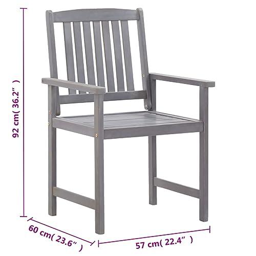 vidaXL 5 Piece Outdoor Dining Set Gray Solid Acacia Wood, 45940. Picture 4