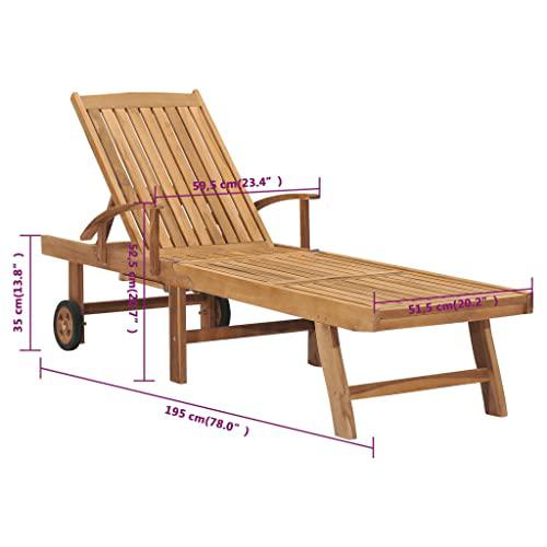 vidaXL Sun Lounger with Table Solid Teak Wood, 48017. Picture 4