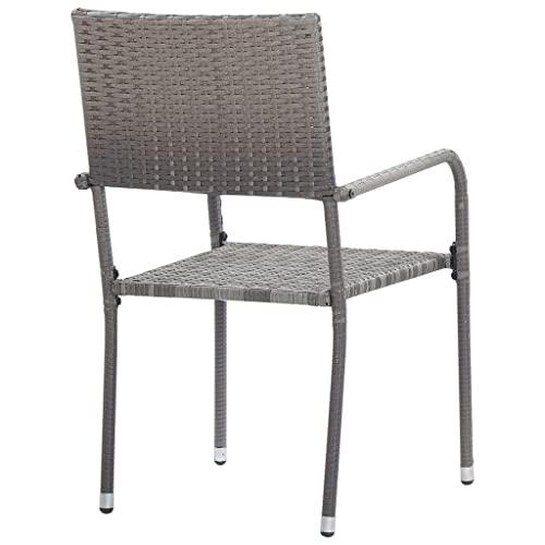 vidaXL Outdoor Dining Chairs 2 pcs Poly Rattan Gray, 46412. Picture 5