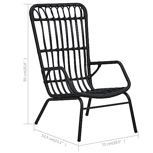 vidaXL Garden Chair Poly Rattan Black, 48581. Picture 8