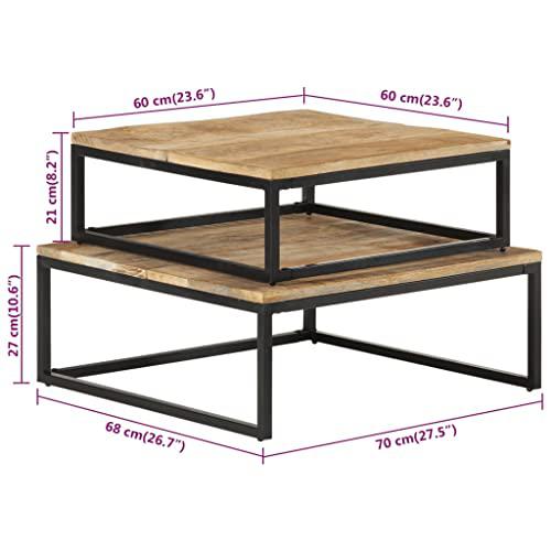 vidaXL Nesting Coffee Tables 2 pcs Solid Mango Wood 0389. Picture 7