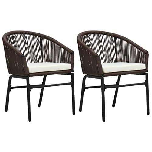 vidaXL Garden Chairs 2 pcs Brown PVC Rattan, 48136. Picture 1