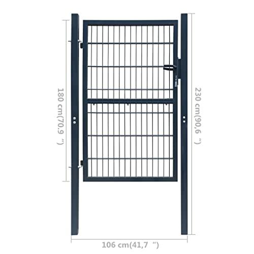vidaXL 2D Fence Gate (Single) Green 41.7" x 74.8", 141750. Picture 9