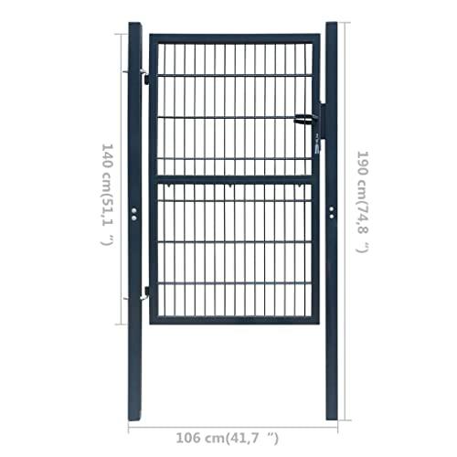 vidaXL 2D Fence Gate (Single) Green 41.7" x 74.8", 141750. Picture 7