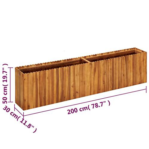 vidaXL Garden Raised Bed 78.7"x11.8"x19.6" Solid Acacia Wood, 45926. Picture 4