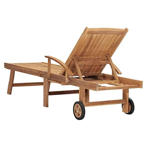 vidaXL Sun Lounger with Table Solid Teak Wood, 48017. Picture 5