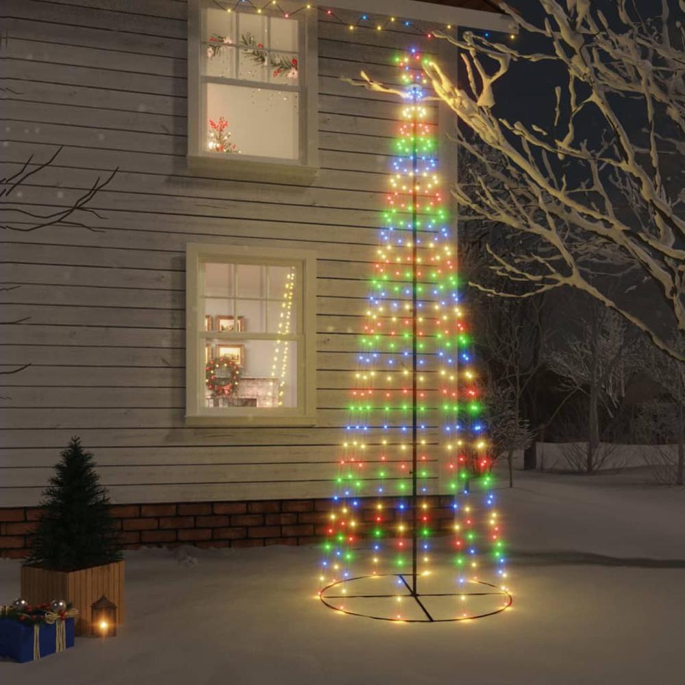 vidaXL Christmas Cone Tree Colorful 310 LEDs 39.4"x118.1". Picture 1