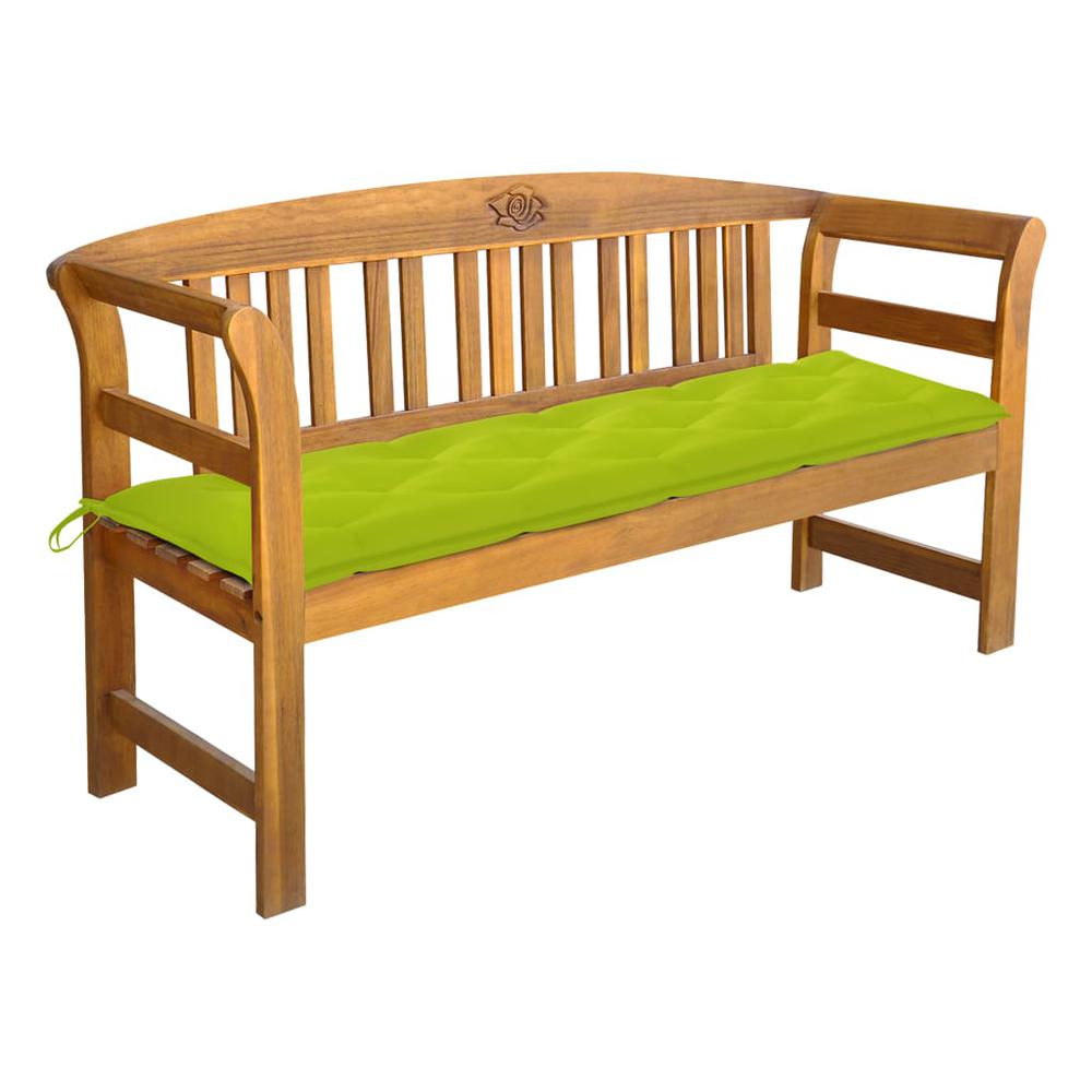 vidaXL Patio Bench with Cushion 61.8" Solid Acacia Wood, 3064292. Picture 1
