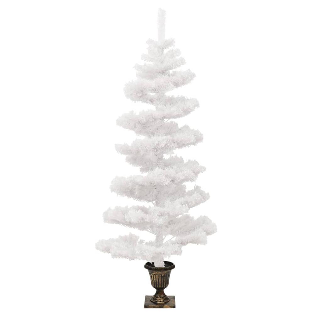 vidaXL Swirl Christmas Tree with Pot and LEDs White 47.2" PVC. Picture 4