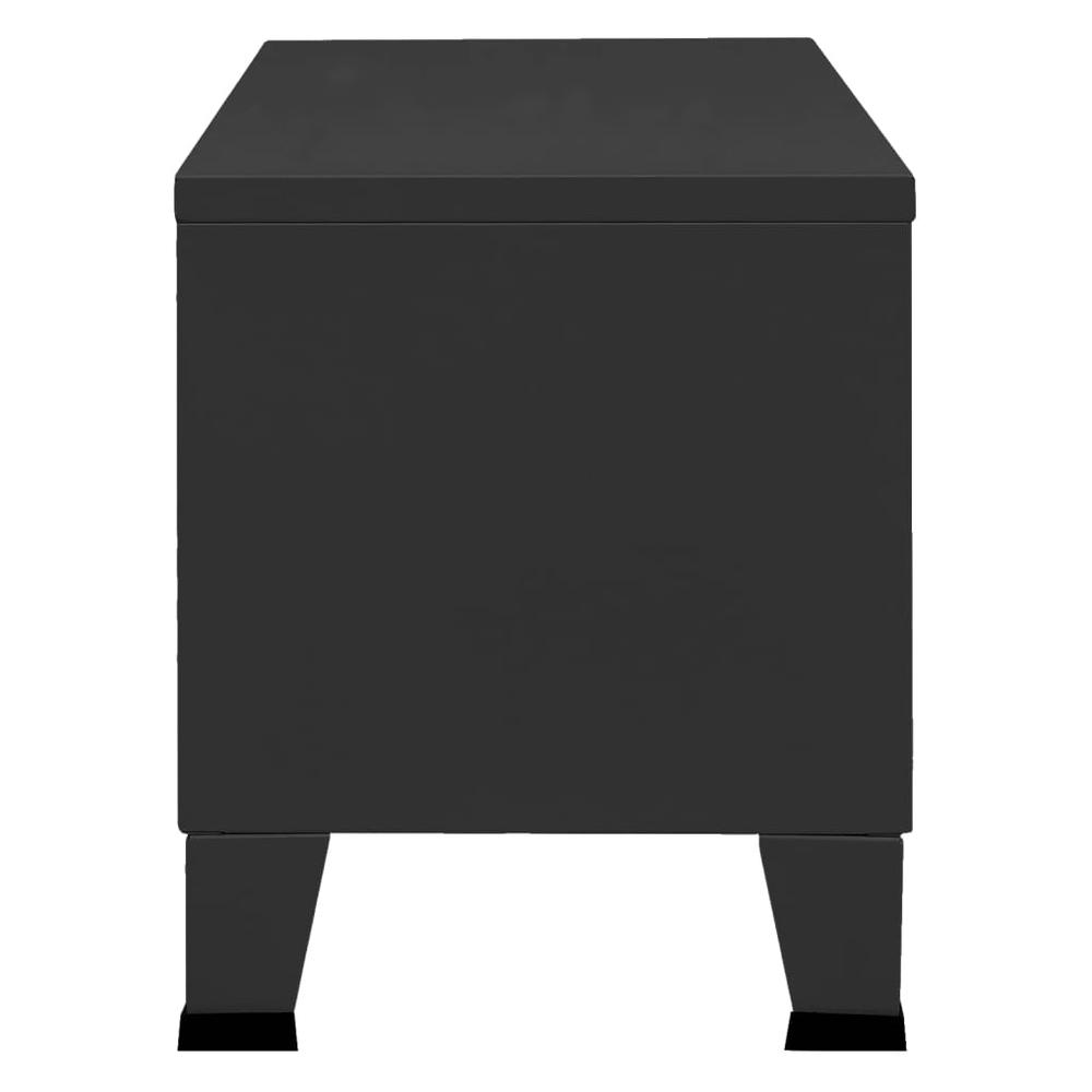 vidaXL Industrial TV Cabinet Black 41.3"x13.8"x16.5" Metal. Picture 4