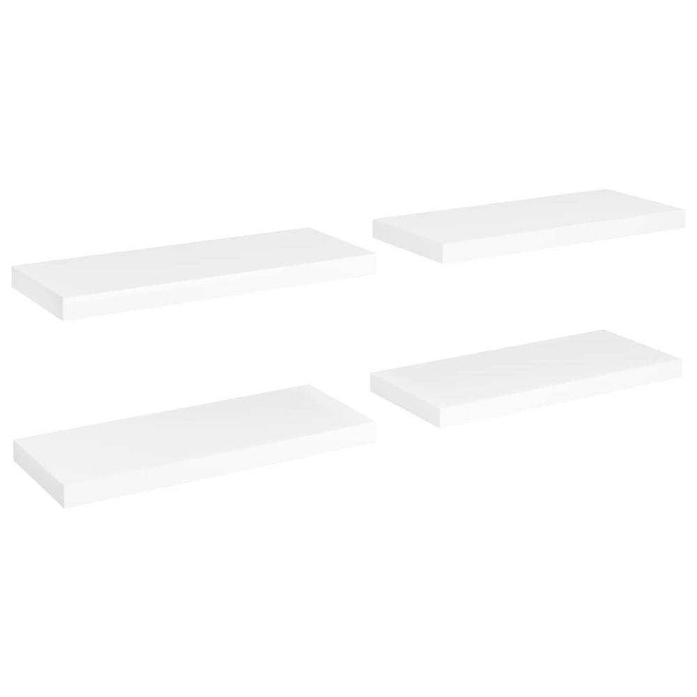 vidaXL Floating Wall Shelves 4 pcs White 23.6"x9.3"x1.5" MDF. Picture 2