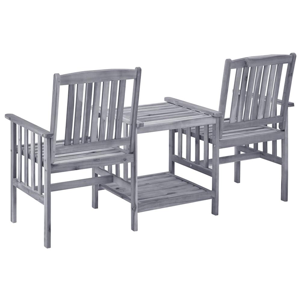 vidaXL Patio Chairs with Tea Table and Cushions Solid Acacia Wood, 3061325. Picture 4