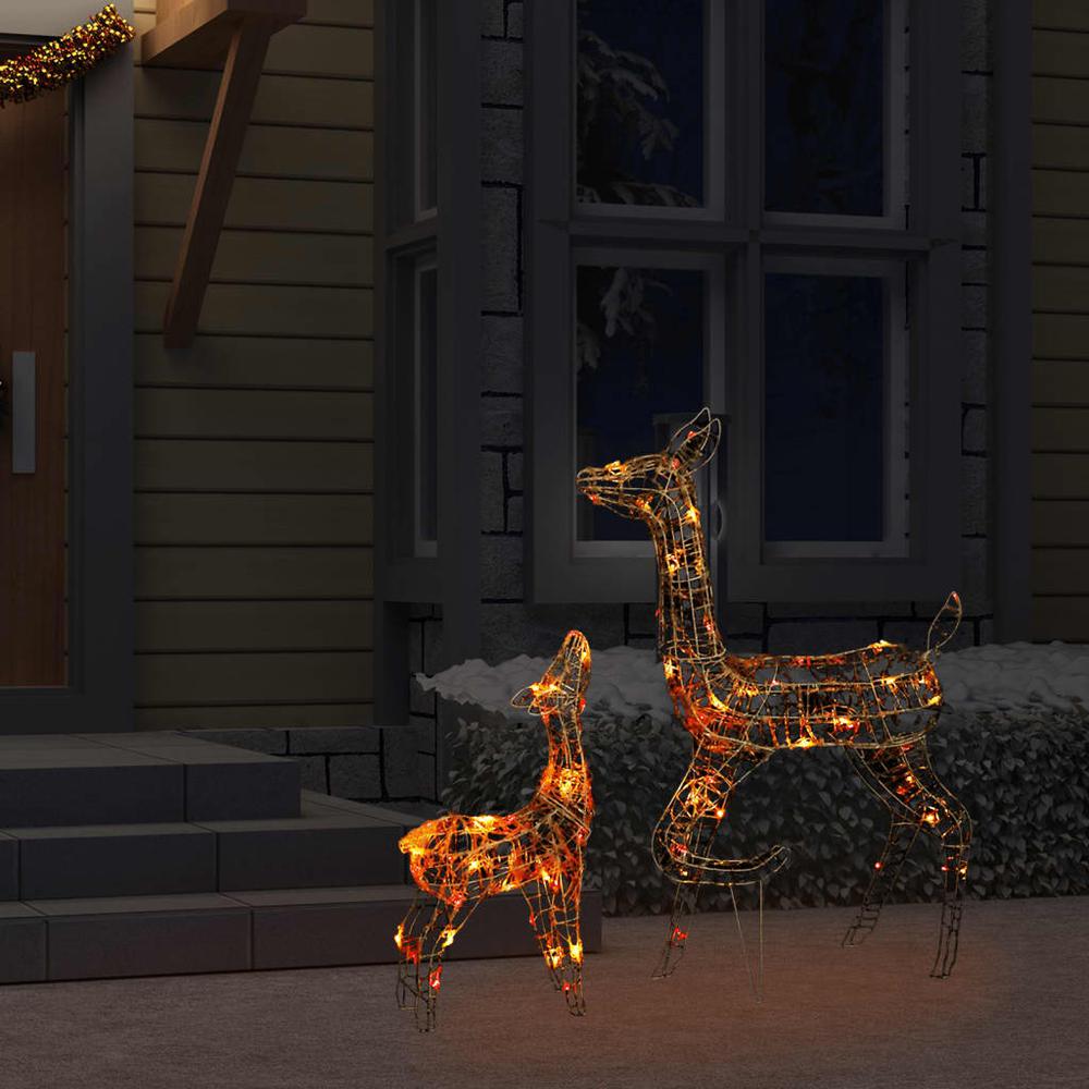 vidaXL Acrylic Reindeer Family Christmas Decoration 160 LED Colorful. Picture 3