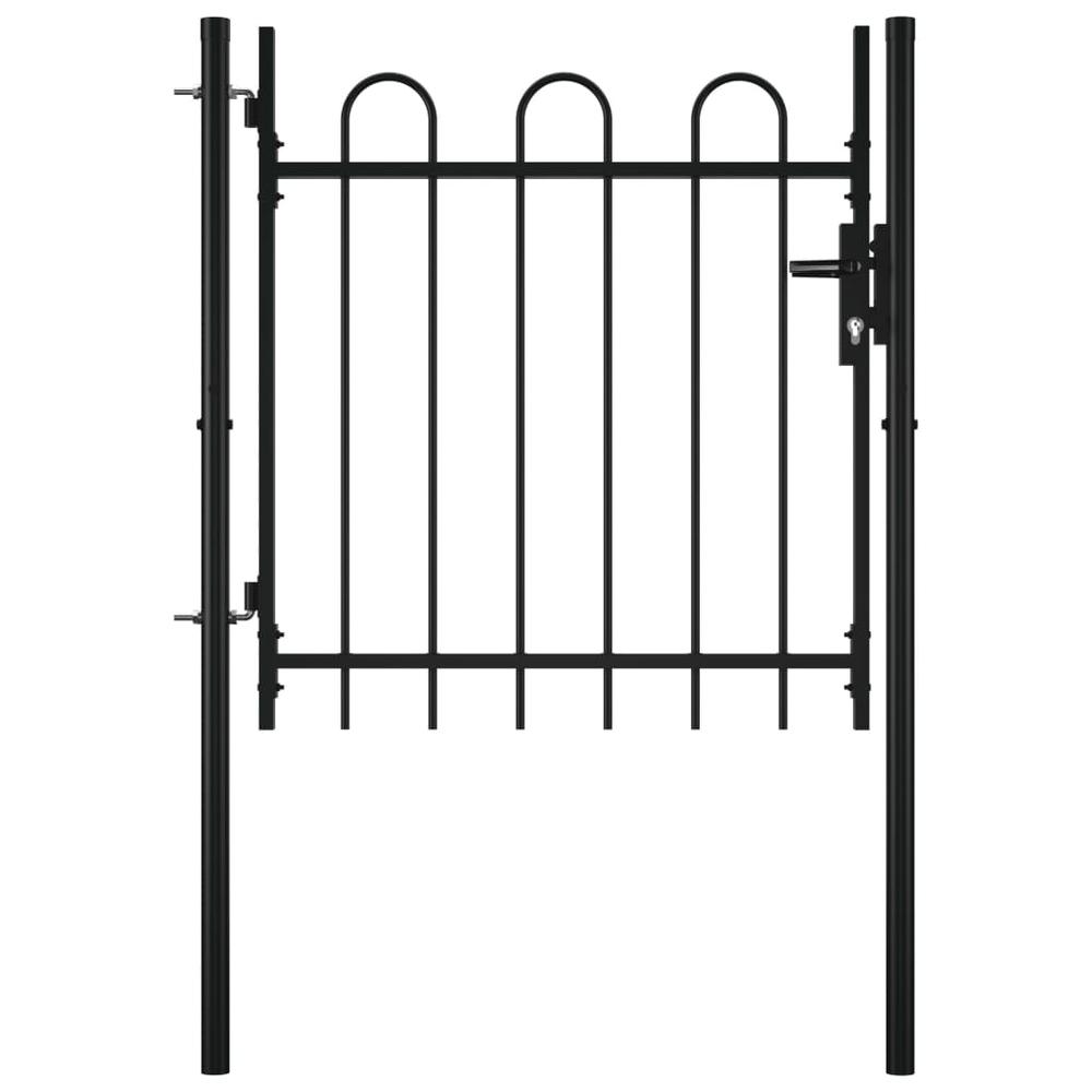 vidaXL Single Door Fence Gate with Hoop Top 39.4" x 29.5". Picture 1