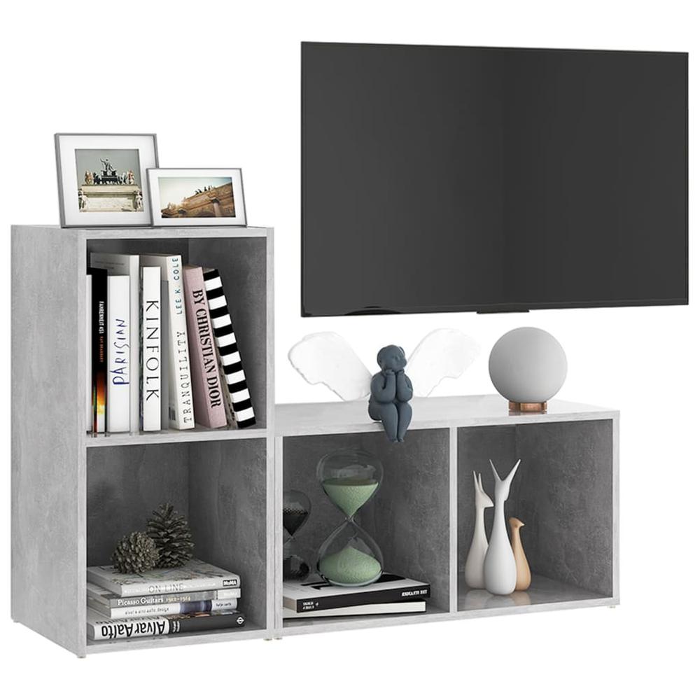 vidaXL TV Cabinets 2 pcs Concrete Gray 28.3"x13.8"x14.4" Engineered Wood, 3079947. Picture 3