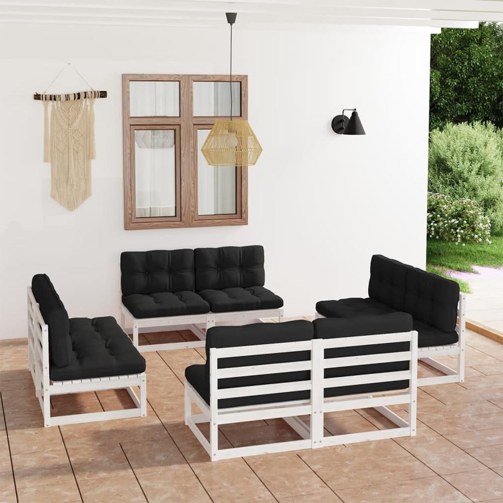 vidaXL 8 Piece Patio Lounge Set with Cushions Solid Pinewood, 3076320. Picture 1