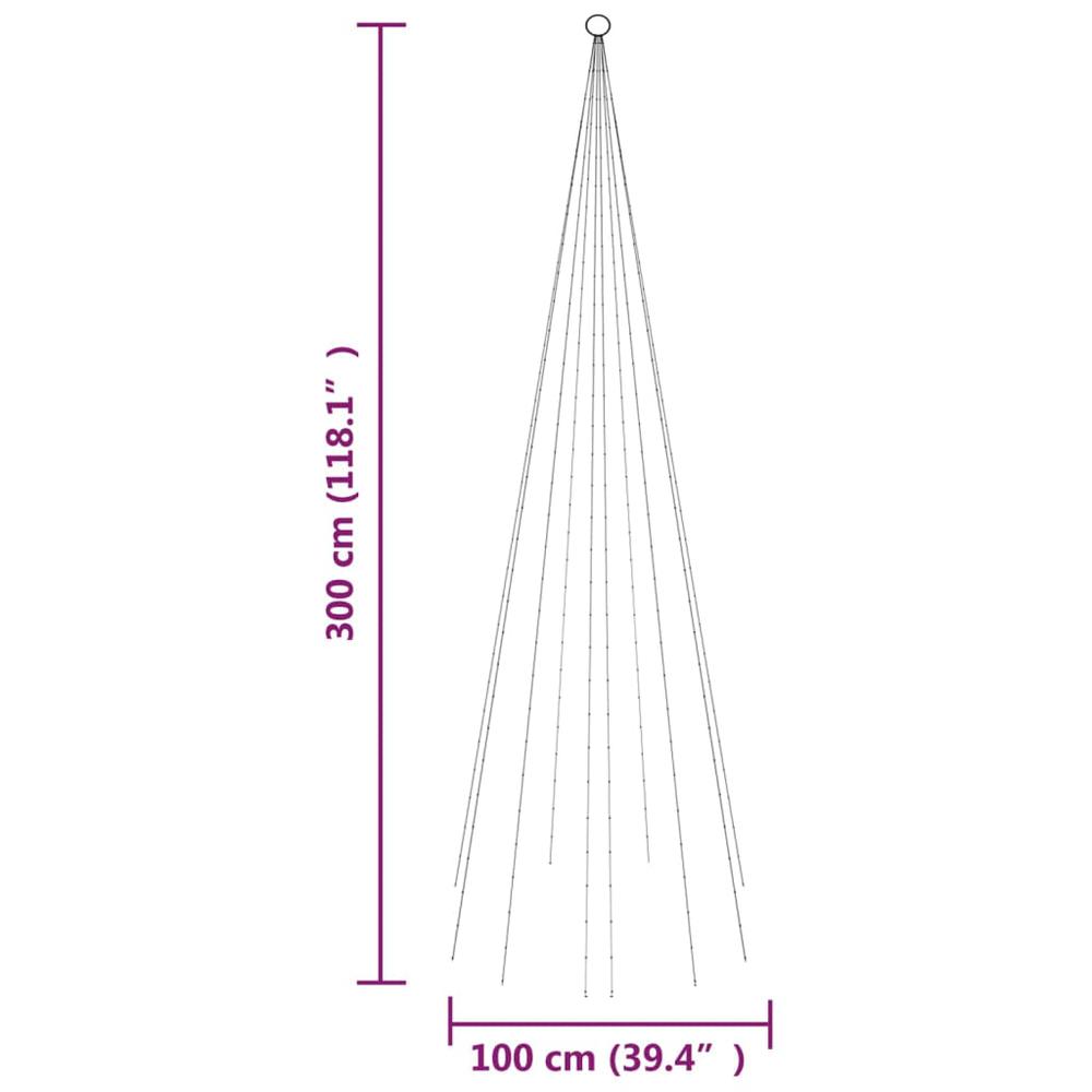 vidaXL Christmas Tree on Flagpole Warm White 310 LEDs 118.1". Picture 11