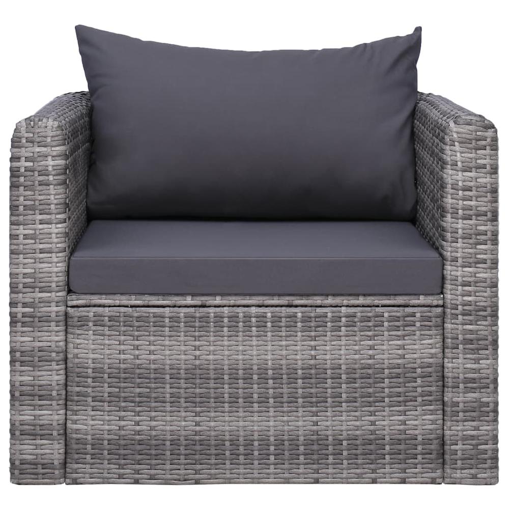 vidaXL Garden Chair with Cushion and Pillow Poly Rattan Gray, 44161. Picture 2