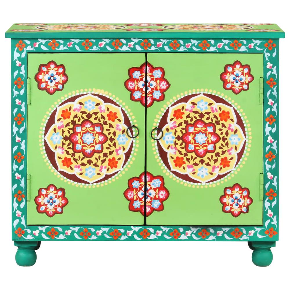 vidaXL Hand Painted Sideboard Multicolor 27.6"x13.8"x23.6" Solid Mango Wood. Picture 2