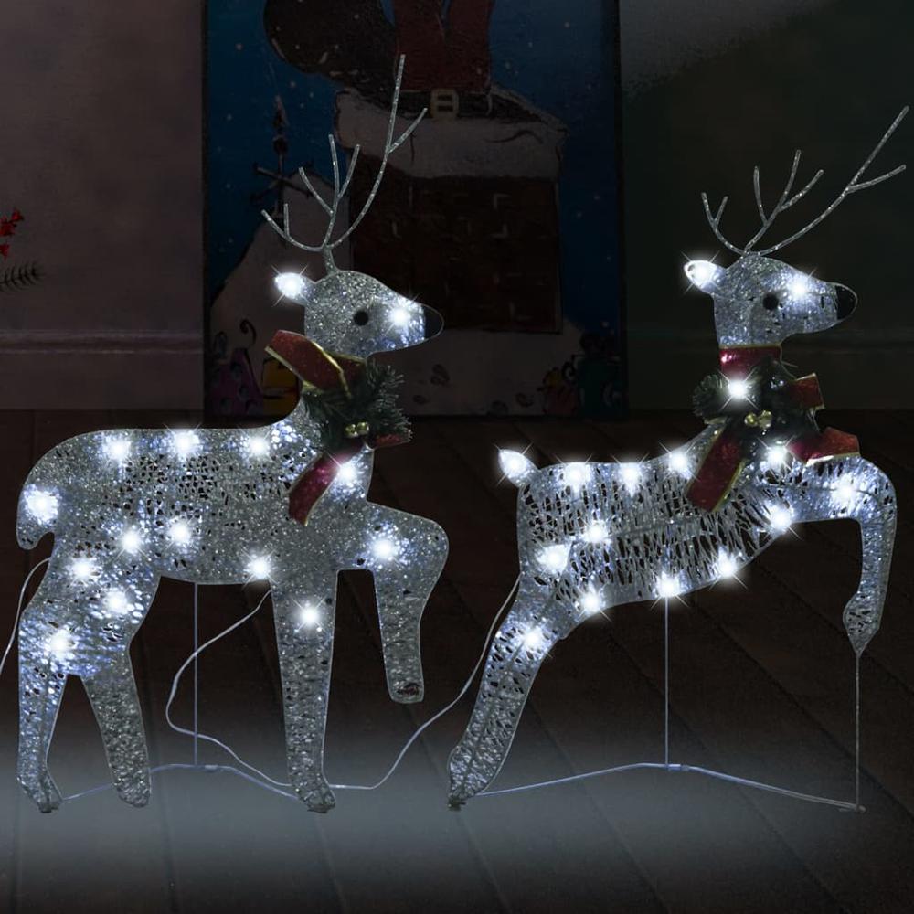 vidaXL Christmas Reindeers 2 pcs Silver 40 LEDs. Picture 1