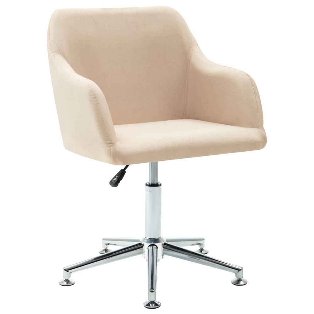 vidaXL Swivel Dining Chair Cream Fabric. Picture 1
