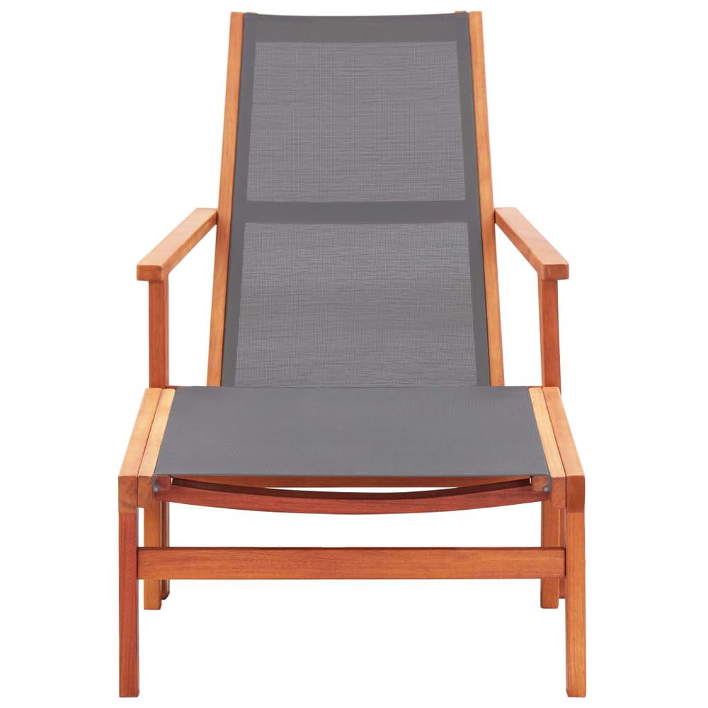 vidaXL Patio Chair with Footrest Solid Eucalyptus Wood&Textilene, 316123. Picture 2
