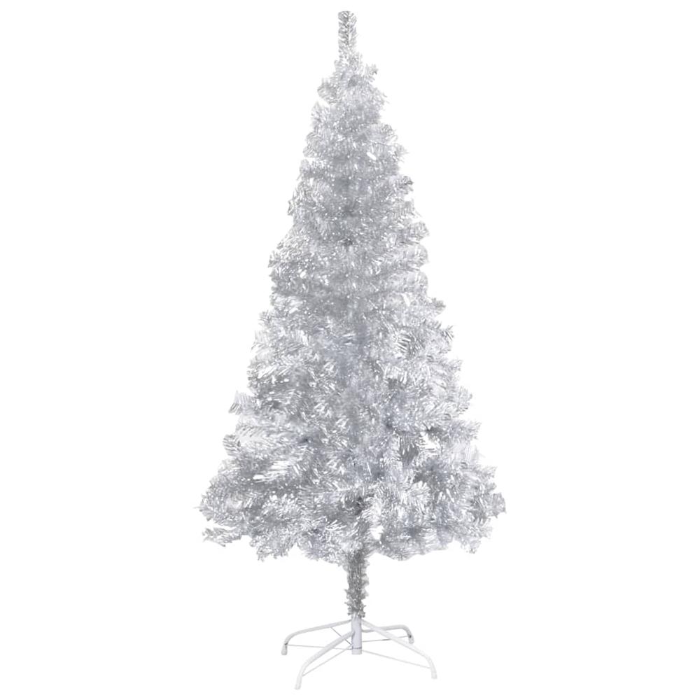 vidaXL Artificial Christmas Tree with Stand Silver 47.2" PET. Picture 1