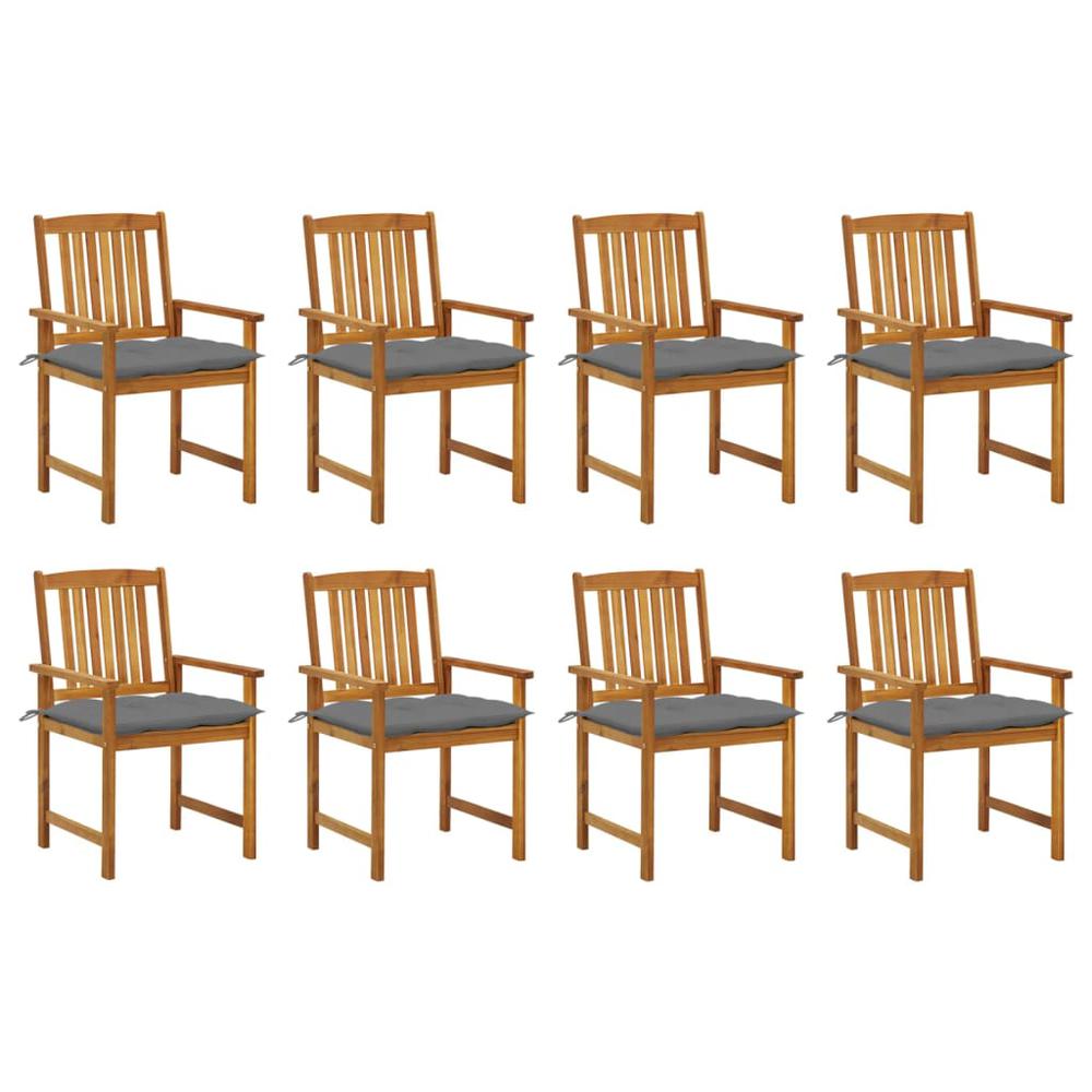 vidaXL Patio Chairs with Cushions 8 pcs Solid Acacia Wood, 3078194. Picture 1