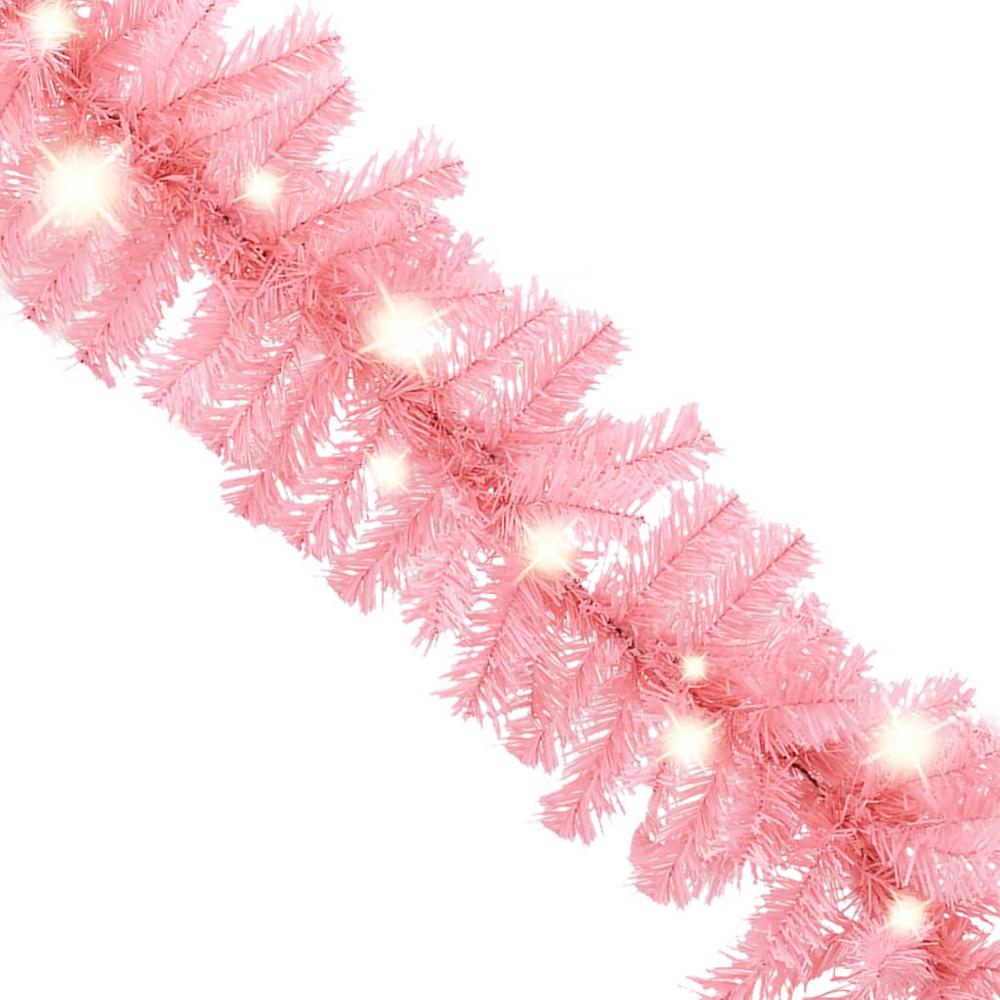 vidaXL Christmas Garland with LED Lights 787.4" Pink. Picture 3