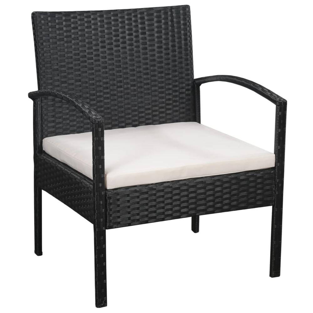 vidaXL 5 Piece Patio Lounge Set with Cushions Poly Rattan Black, 44185. Picture 2