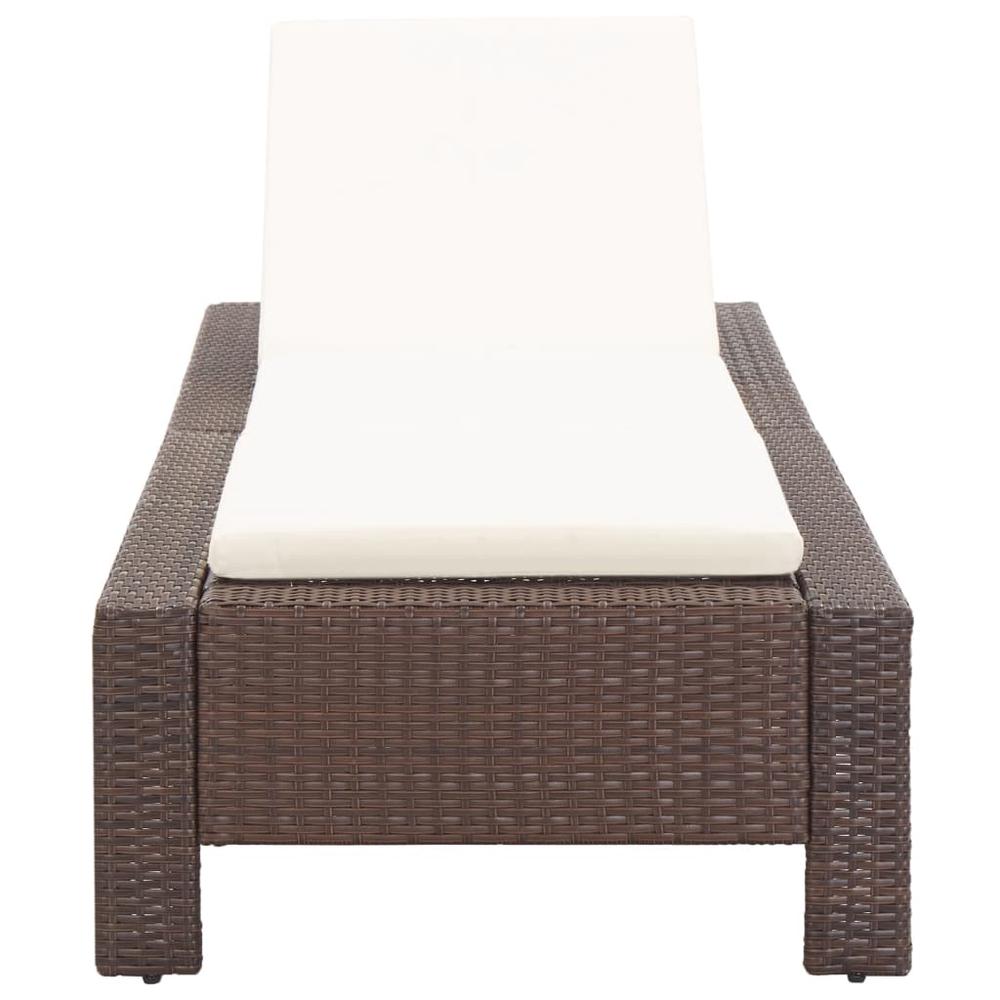vidaXL Sunbed with Cushion Brown Poly Rattan, 46235. Picture 4