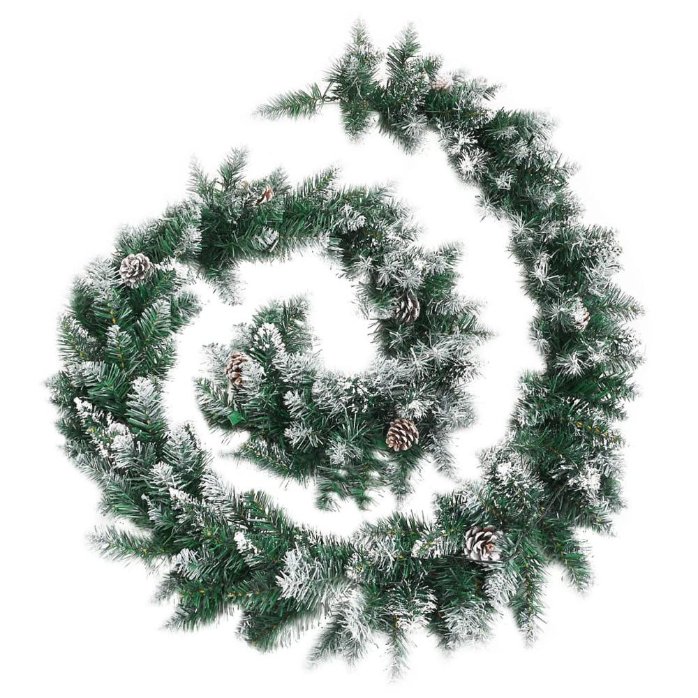 vidaXL Christmas Garland with LED Lights Green 8.9' PVC, 345169. Picture 3