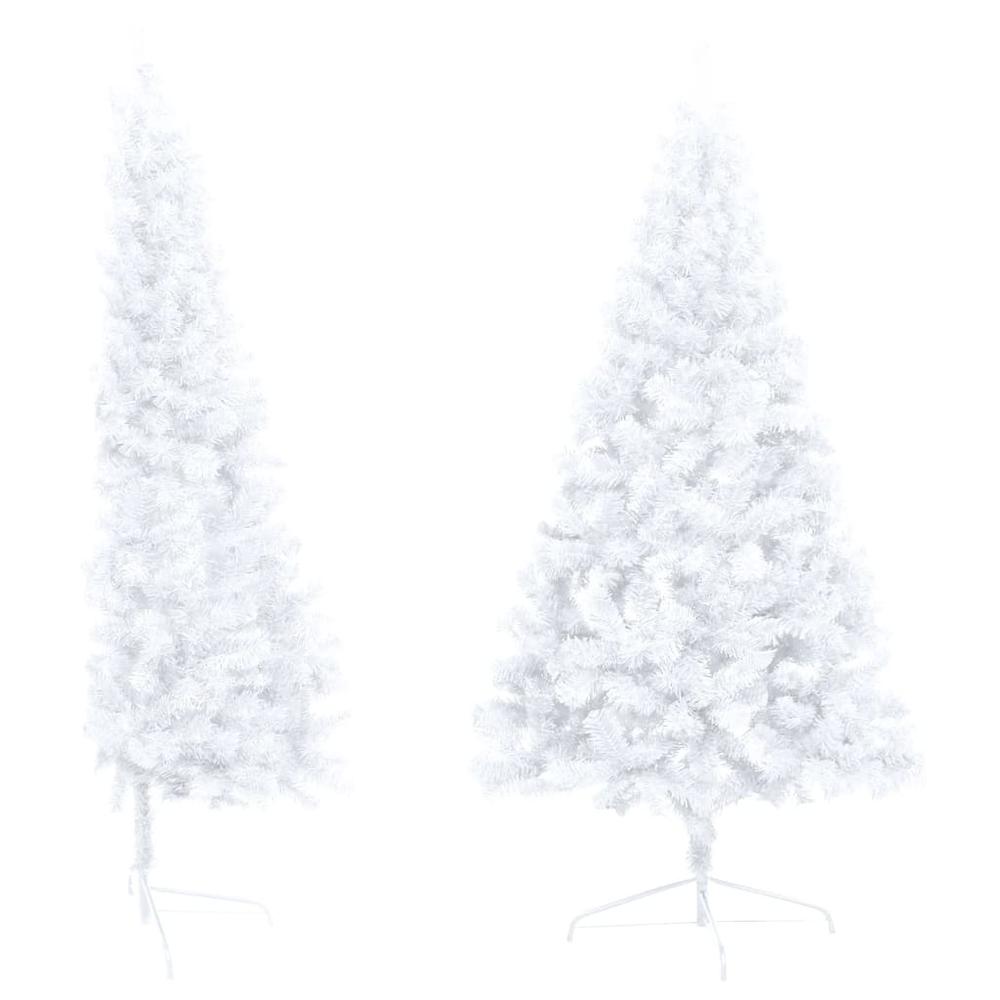 vidaXL Artificial Half Christmas Tree with LEDs&Ball Set White 82.7", 3077571. Picture 3